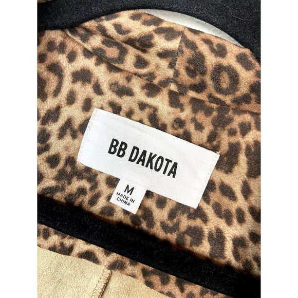 BB Dakota womens medium faux suede cheetah print long sleeve open front cardigan - Picture 2 of 6